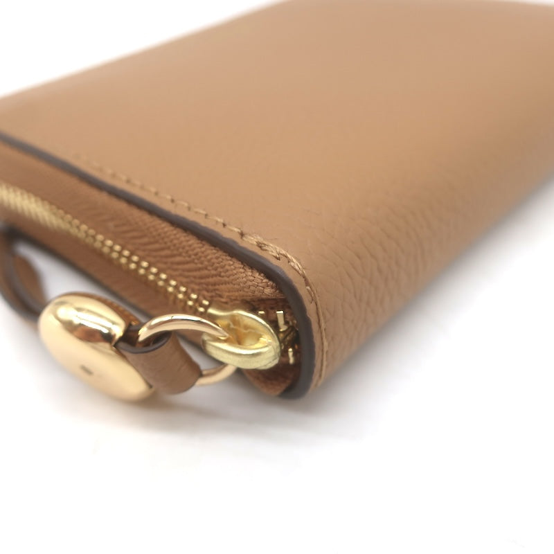 Tory Burch Romy Medium Zip Around Wallet Tiramisu Grained Leather NEW