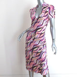 Diane von Furstenberg Collared Dress Apona Printed Stretch Silk Size 10