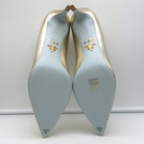 Prada Pumps Gold Metallic Saffiano Leather Size 41 Pointed Toe Heels NEW