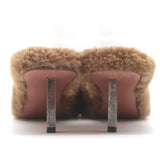 Amina Muaddi Millie Shearling Slide Sandals Brown Size 38.5