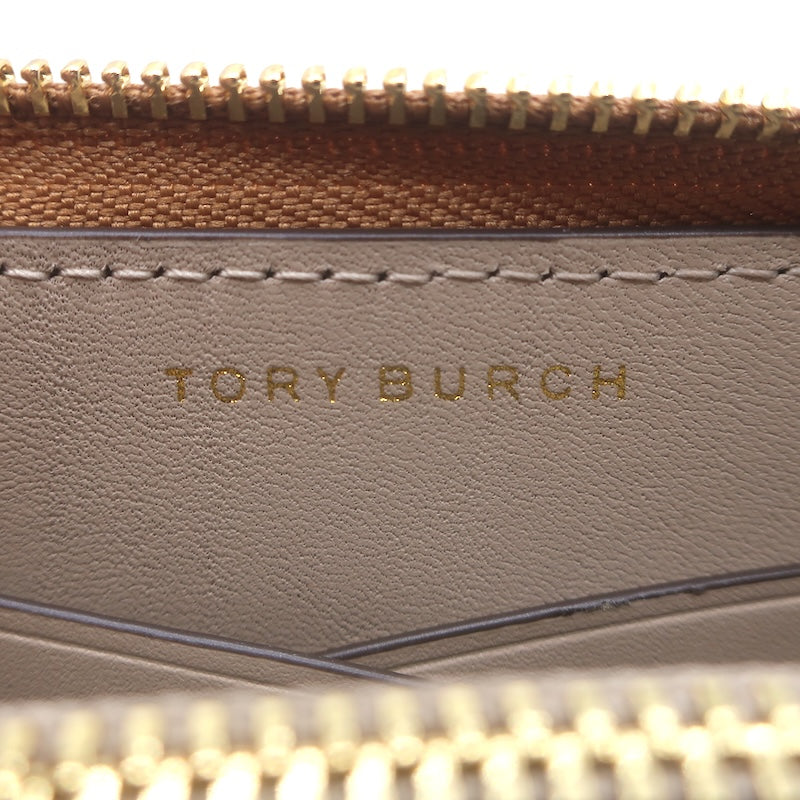 Tory Burch Romy Medium Zip Around Wallet Tiramisu Grained Leather NEW
