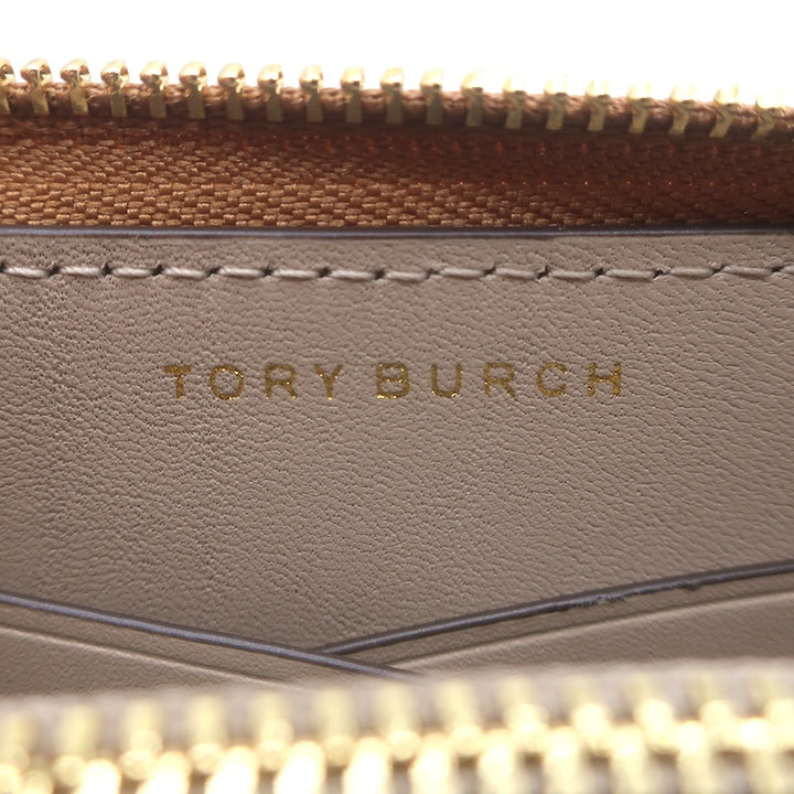 Tory Burch Romy Medium Zip Around Wallet Tiramisu Grained Leather NEW