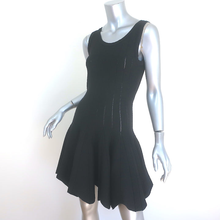 Jonathan Simkhai Fit &amp; Flare Dress Black Pointelle Stretch Knit Size Extra Small