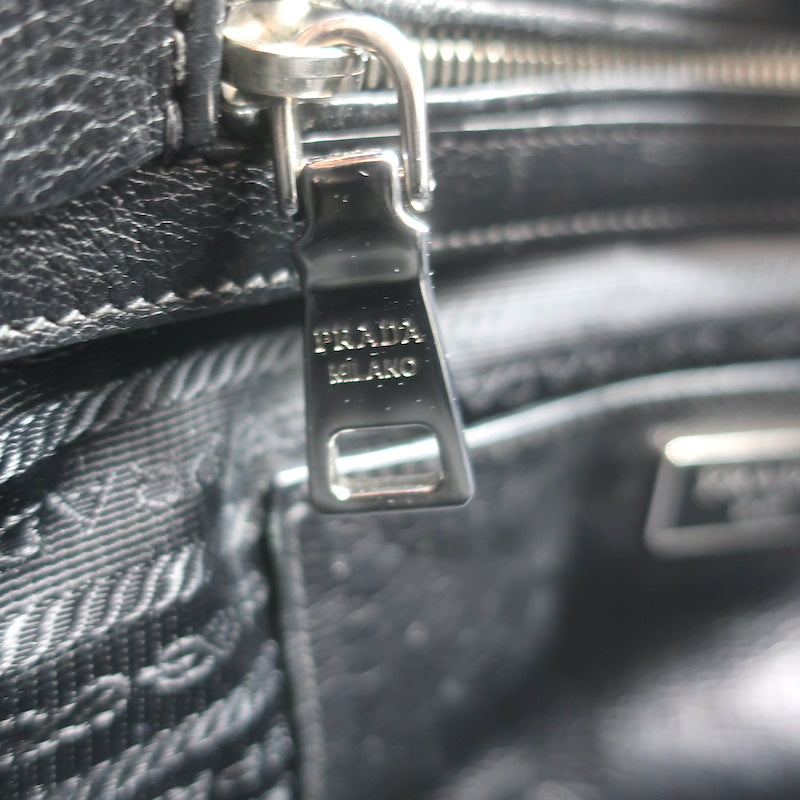 Prada Crystal-Studded Twin Pocket Tote Black Leather Medium Crossbody Bag