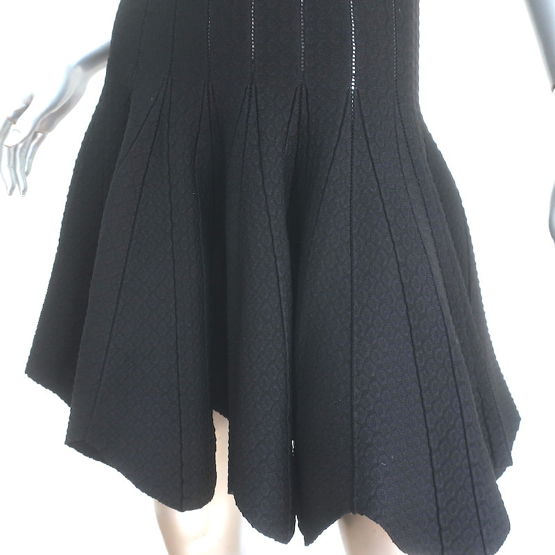 Jonathan Simkhai Fit &amp; Flare Dress Black Pointelle Stretch Knit Size Extra Small