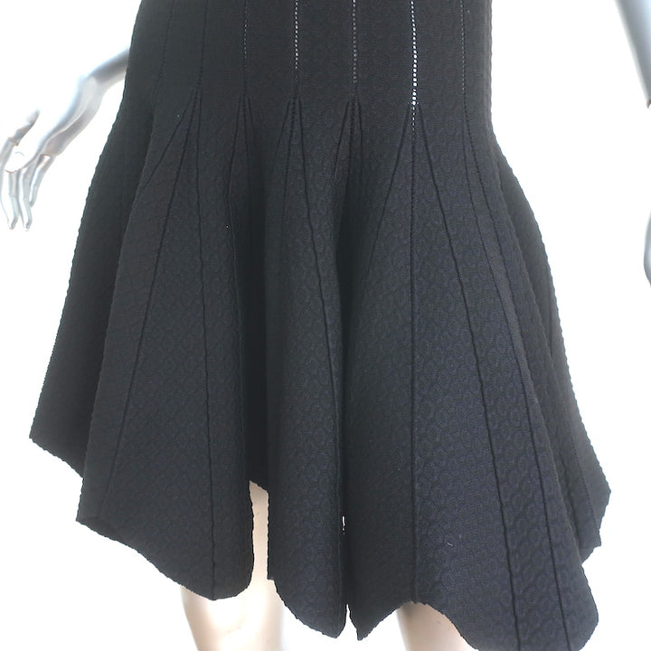 Jonathan Simkhai Fit &amp; Flare Dress Black Pointelle Stretch Knit Size Extra Small