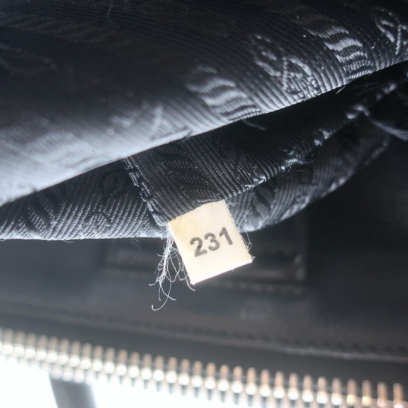 Prada Crystal-Studded Twin Pocket Tote Black Leather Medium Crossbody Bag