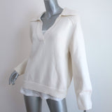 Brochu Walker Rainer Layered Sweater Cream Cotton-Blend Size Medium