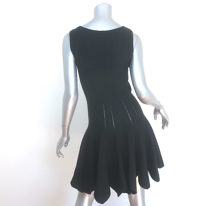 Jonathan Simkhai Fit &amp; Flare Dress Black Pointelle Stretch Knit Size Extra Small