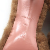 Amina Muaddi Millie Shearling Slide Sandals Brown Size 38.5