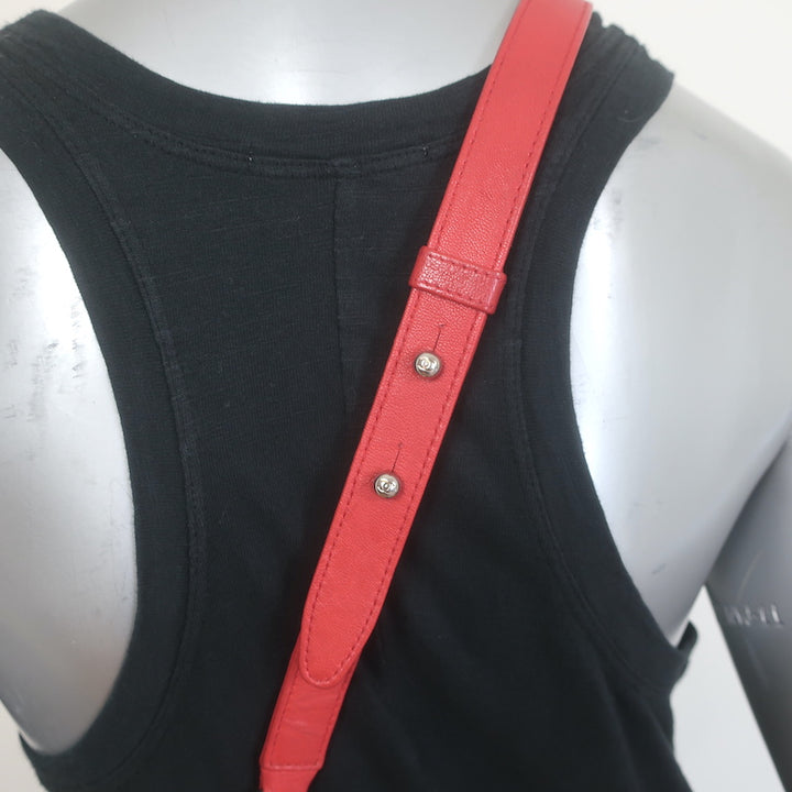 Chanel Medium Studded Boy Bag Red Quilted Leather Chain Strap Crossbody