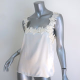 CAMI NYC Bellamy Crochet Lace-Trim Camisole Ivory Silk Charmeuse Size Small