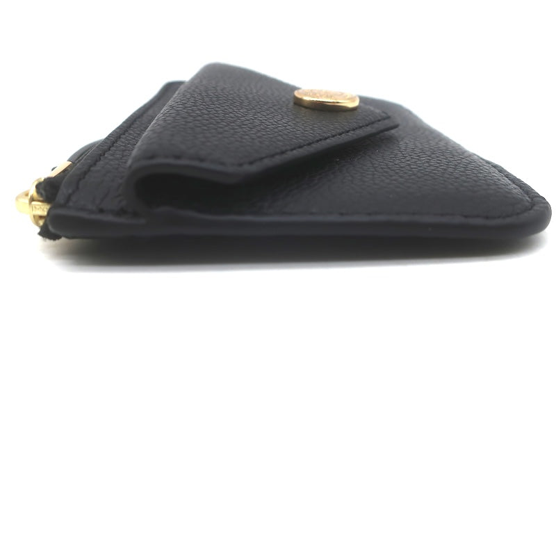 Tory Burch T Monogram Envelope Zip Card Case Black Pebbled Leather NEW