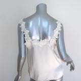 CAMI NYC Bellamy Crochet Lace-Trim Camisole Ivory Silk Charmeuse Size Small