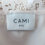 CAMI NYC Bellamy Crochet Lace-Trim Camisole Ivory Silk Charmeuse Size Small