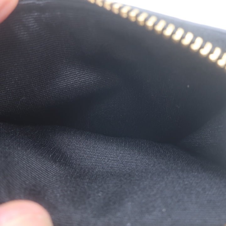 Tory Burch T Monogram Envelope Zip Card Case Black Pebbled Leather NEW