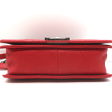 Chanel Medium Studded Boy Bag Red Quilted Leather Chain Strap Crossbody