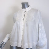 Authentic Veronica Beard Amandine floral-embroidered white button-up blouse, pre-owned (new with tags)
