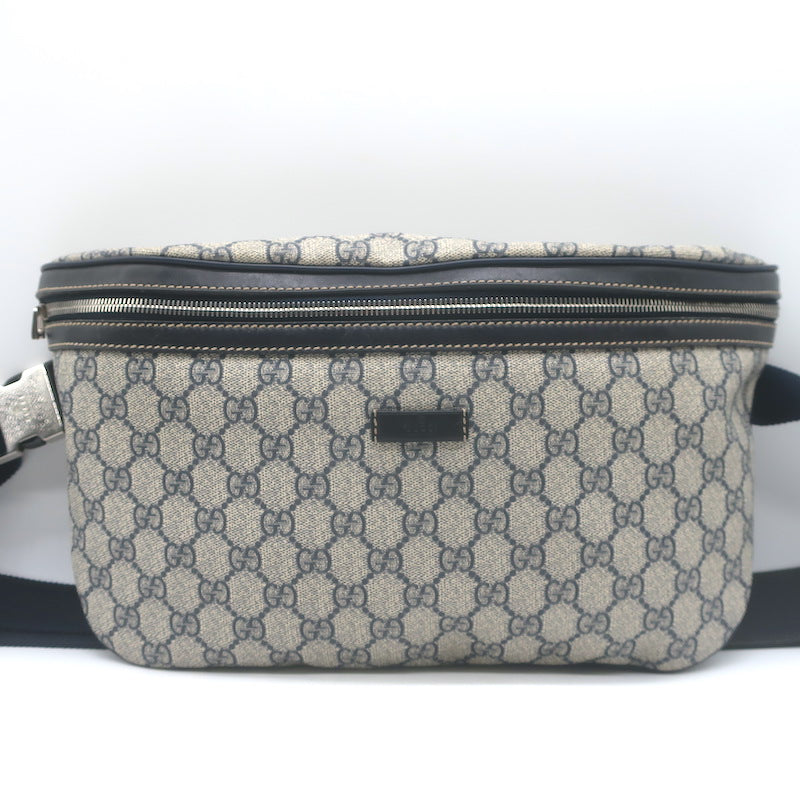 Gucci GG Supreme Large Belt Bag Leather-Trim Beige Canvas Crossbody