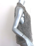 Joie Paul Cowl-Neck Top Caviar Printed Silk Size Large Sleeveless Blouse NEW