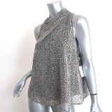 Joie Paul Cowl-Neck Top Caviar Printed Silk Size Large Sleeveless Blouse NEW
