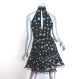 Alexis Floral-Sequined Mini Dress Black Ruffle Tulle Size Extra Small
