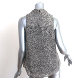 Joie Paul Cowl-Neck Top Caviar Printed Silk Size Large Sleeveless Blouse NEW