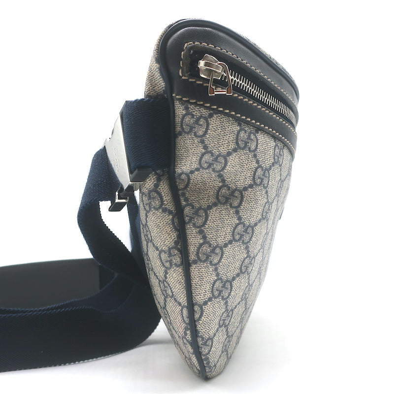 Gucci GG Supreme Large Belt Bag Leather-Trim Beige Canvas Crossbody