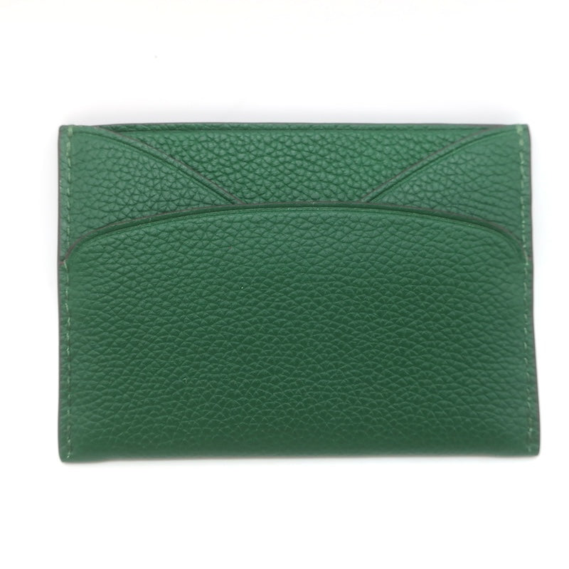 Tory Burch Romy Flat Card Case Dark Kale Pebbled Leather NEW