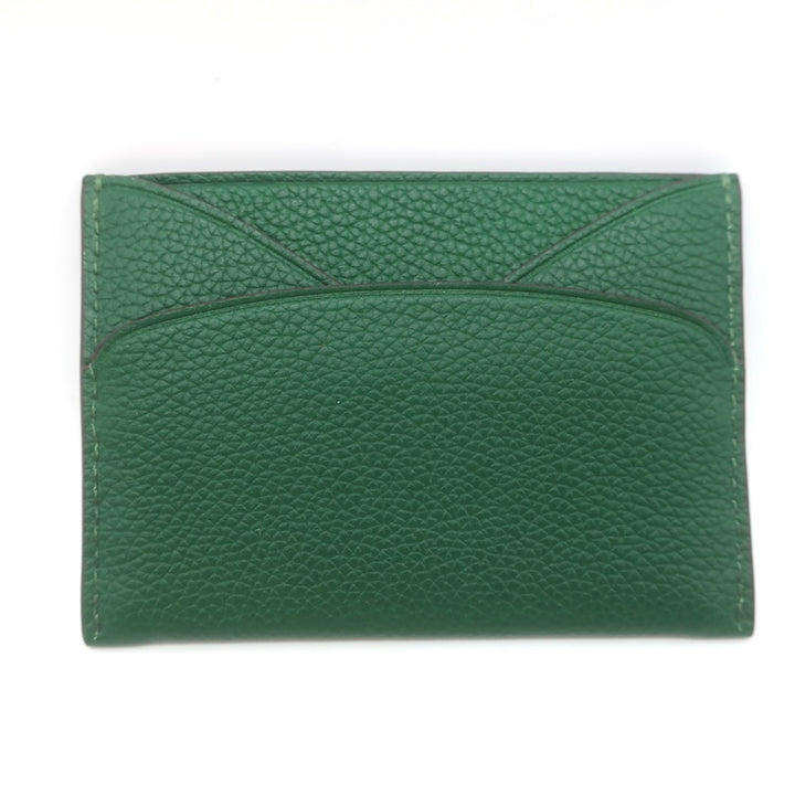 Tory Burch Romy Flat Card Case Dark Kale Pebbled Leather NEW