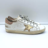 Golden Goose Superstar Sneakers with Leopard Heel Tab White Leather Size 39