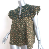 Ulla Johnson Solina Ruffled Yoke Top Jasper Printed Cotton Size 10