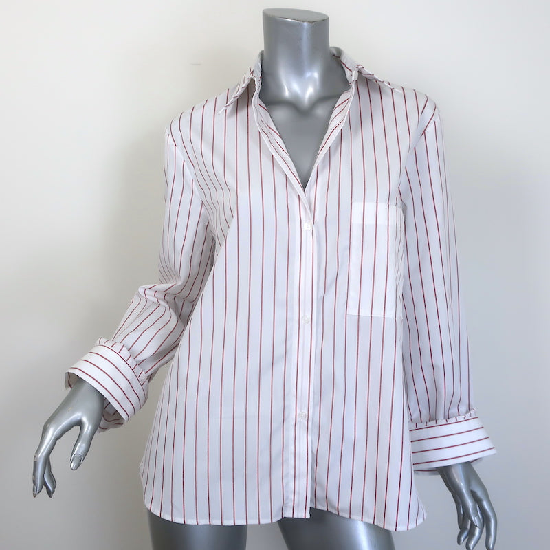 Pre-owned TWP The Next Morning shirt in white cotton with red stripes, gently worn luxury fit (XS/S)
