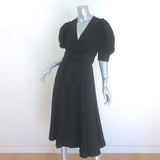 Proenza Schouler Puff Sleeve Midi Wrap Dress Black Crepe Size 6