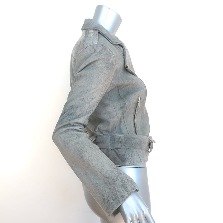 IRO Jova Leather Biker Jacket Gray Size 36 NEW