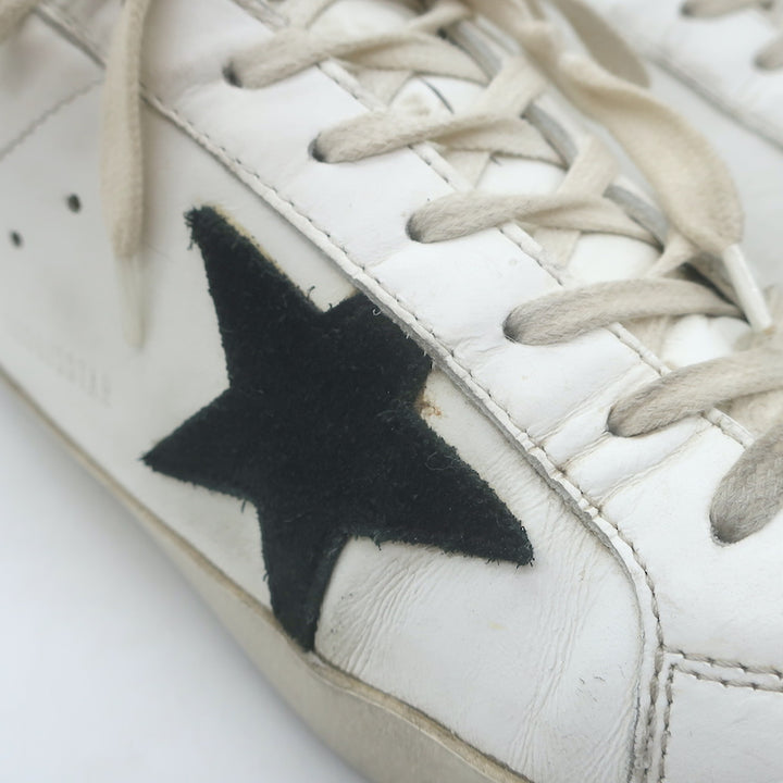 Golden Goose Superstar Low Top Sneakers White Leather &amp; Black Suede Size 42