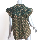 Ulla Johnson Solina Ruffled Yoke Top Jasper Printed Cotton Size 10