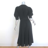 Proenza Schouler Puff Sleeve Midi Wrap Dress Black Crepe Size 6