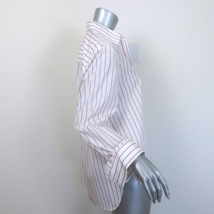 TWP cotton striped shirt in white with red stripes, pre-owned—gently worn, authentic luxury, size XS/S