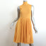 Prada Ribbed Knit Pleated Dress Yellow Size 40 Sleeveless Turtleneck