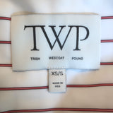 TWP The Next Morning cotton shirt in white with red stripes, pre-owned and gently worn — authentic luxury shirting