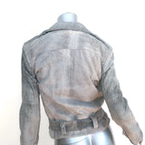 IRO Jova Leather Biker Jacket Gray Size 36 NEW