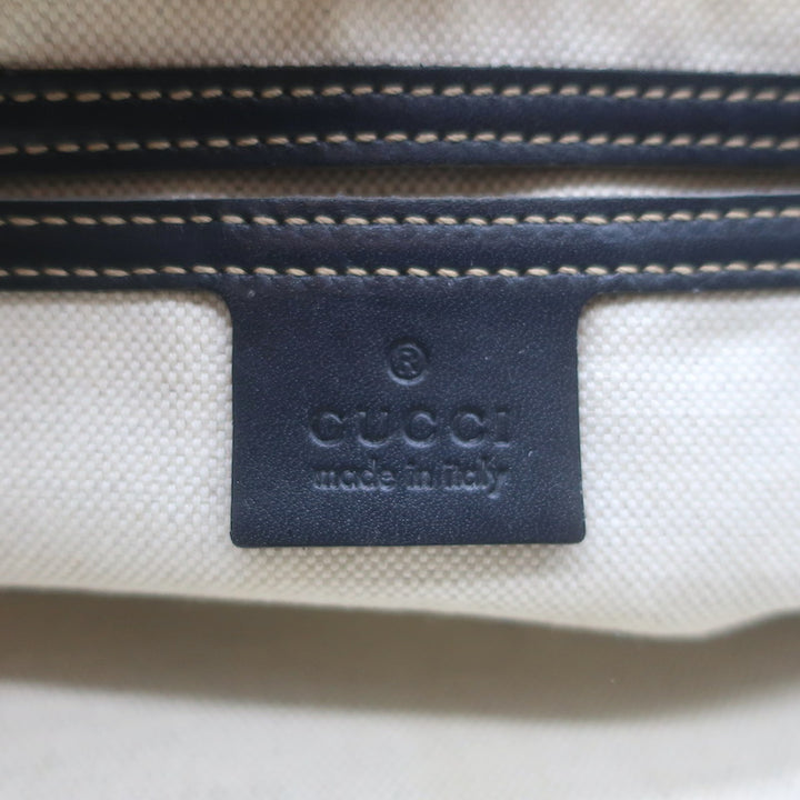 Gucci GG Supreme Large Belt Bag Leather-Trim Beige Canvas Crossbody