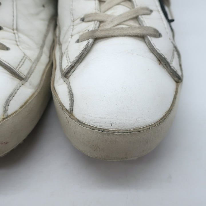 Golden Goose Superstar Low Top Sneakers White Leather &amp; Black Suede Size 42