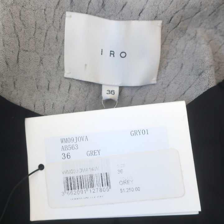 IRO Jova Leather Biker Jacket Gray Size 36 NEW