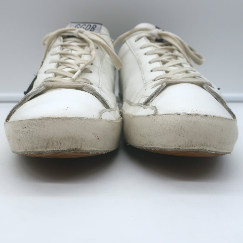 Golden Goose Superstar Low Top Sneakers White Leather &amp; Black Suede Size 42