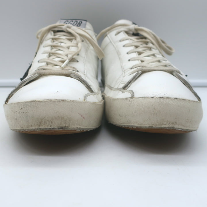 Golden Goose Superstar Low Top Sneakers White Leather &amp; Black Suede Size 42