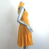 Prada Ribbed Knit Pleated Dress Yellow Size 40 Sleeveless Turtleneck