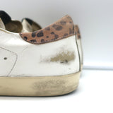 Golden Goose Superstar Sneakers with Leopard Heel Tab White Leather Size 39