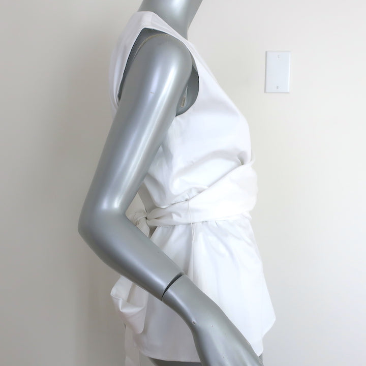Altuzarra Toppi Wrap Top White Stretch Cotton Size 38 Sleeveless Blouse NEW